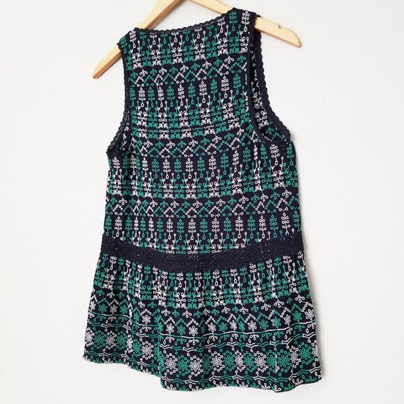 Anthropologie Maeve Cammie Embroidered Peplum Top XS V Neck Preppy Boho Classic - Picture 7 of 16